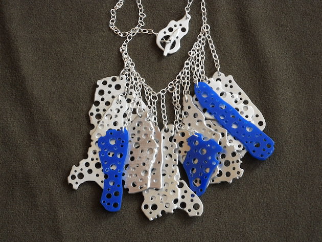 Necklace - Blue&Aluminum Multipendant